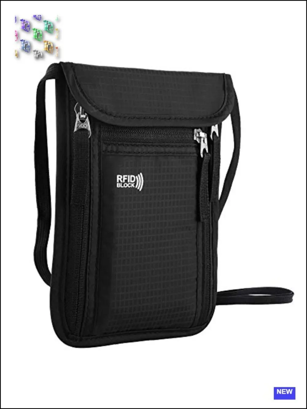 RFID Blocking Travel Pouch Neck Wallet Passport Holder Organizer with 6